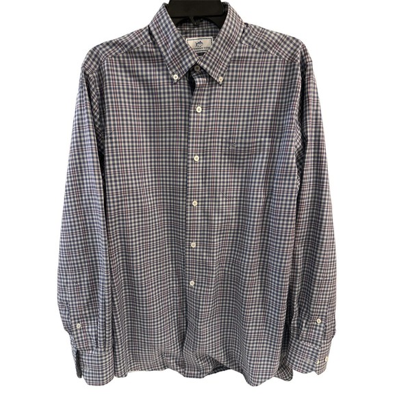 SOUTHERN TIDE Classic Fit blue/Pink check/plaid Long Sleeve button down Sz Med - Picture 4 of 4